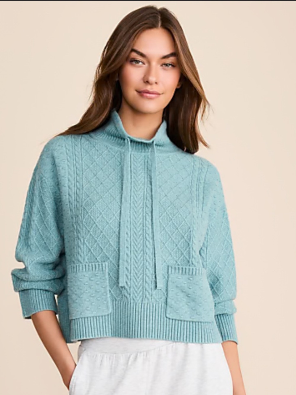 Lou & Grey Bobble Drawstring Neck Sweater medium